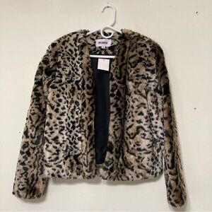 NWT faux fur leopard print jacket -Small